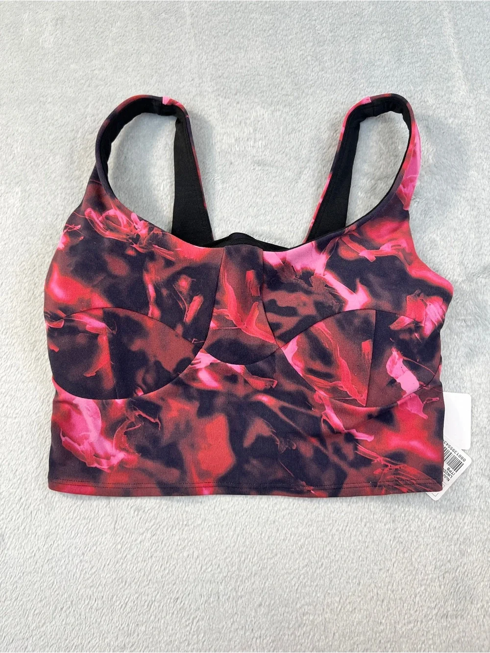 NWT Lululemon Nulu Front-Darting Yoga Bra Size 4 Pink Black Longline Soft